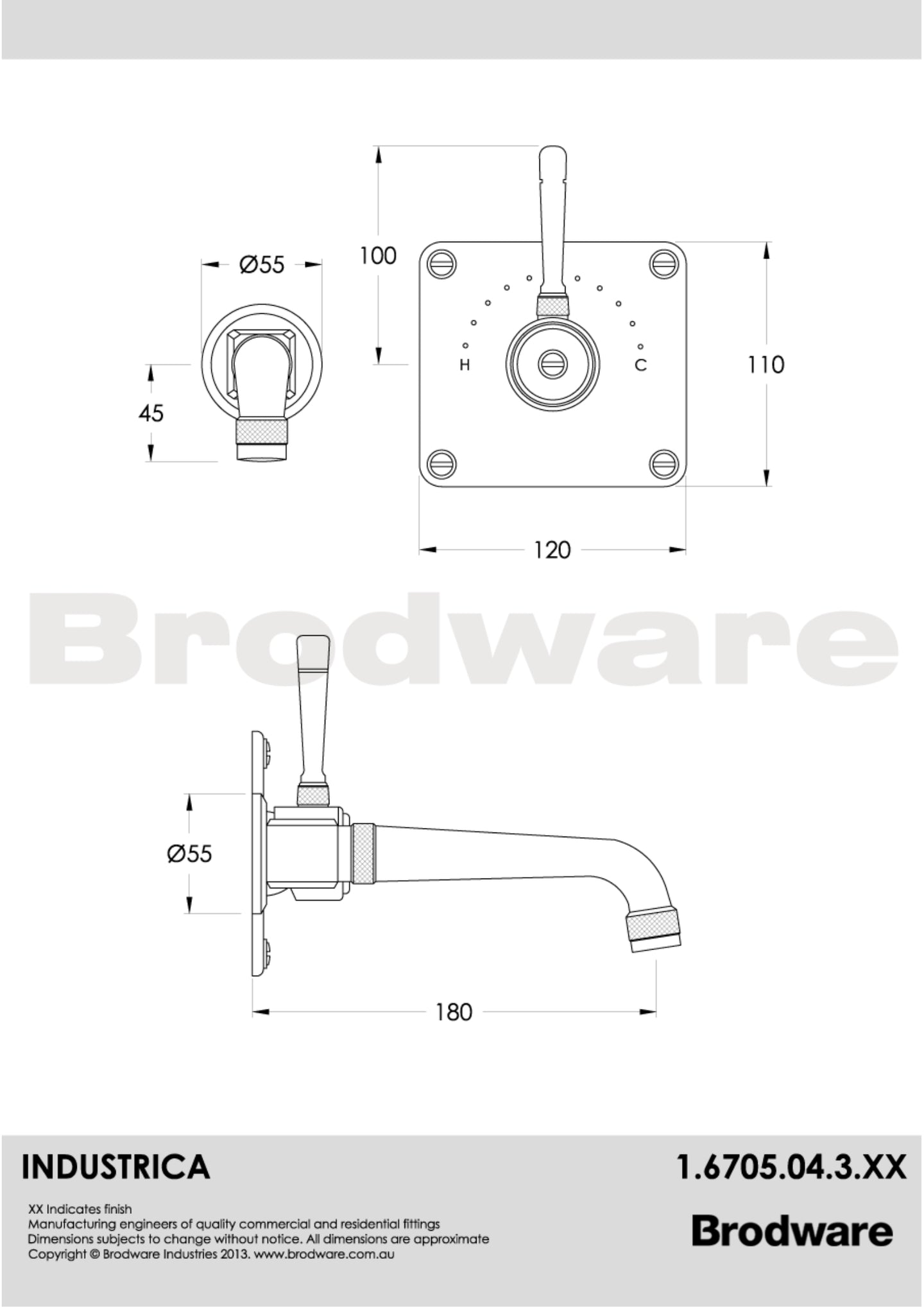Industrica Wall Mixer & Spout