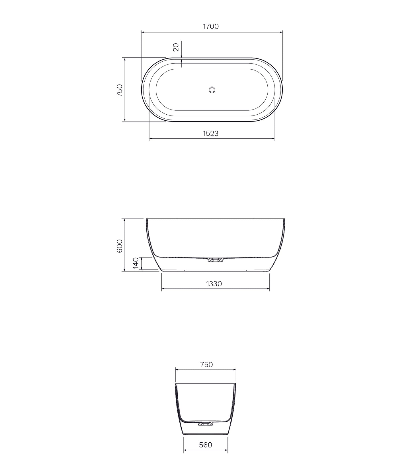 Elli ll freestanding bath