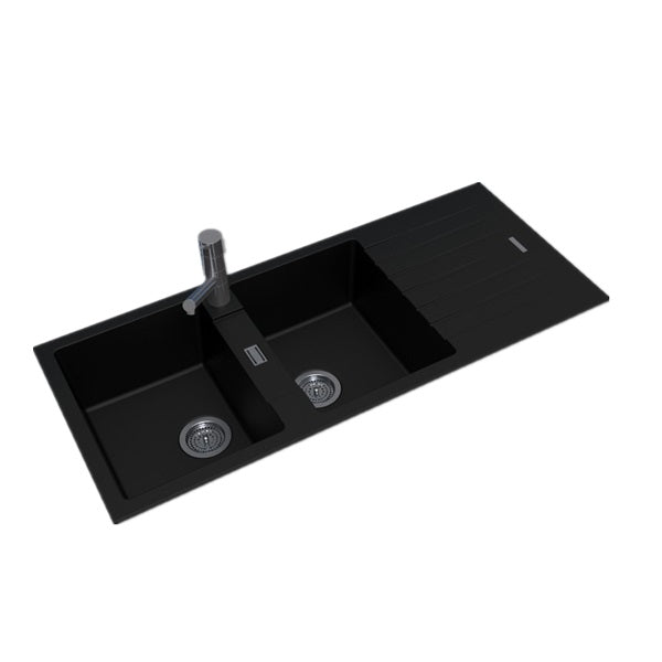 Black Granite Double Sink 1150