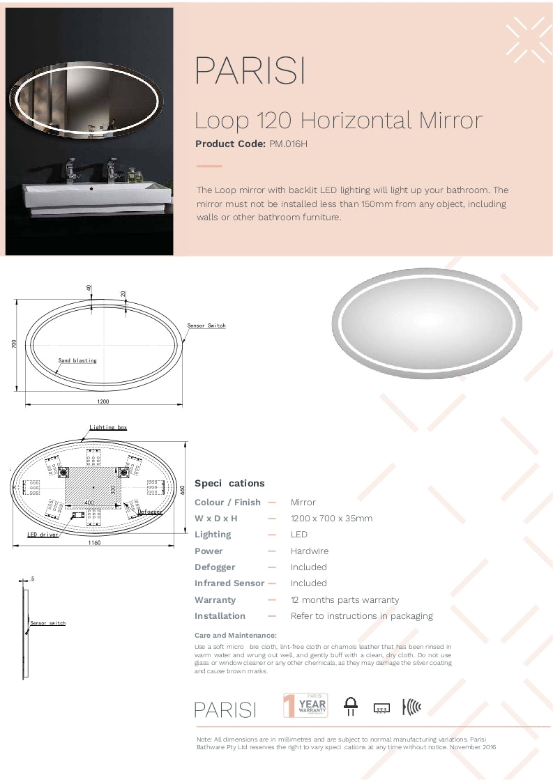 Loop 1200 Horizontal Mirror Led