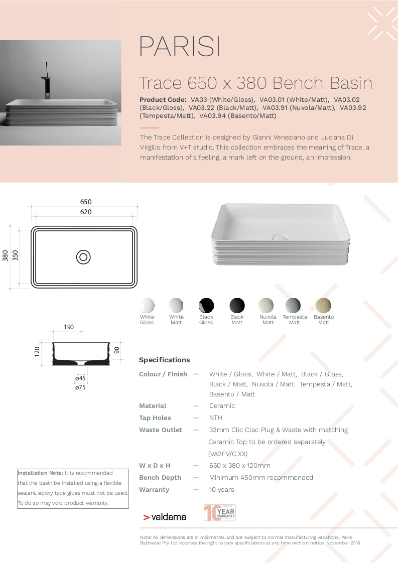 Trace 65 above counter basin